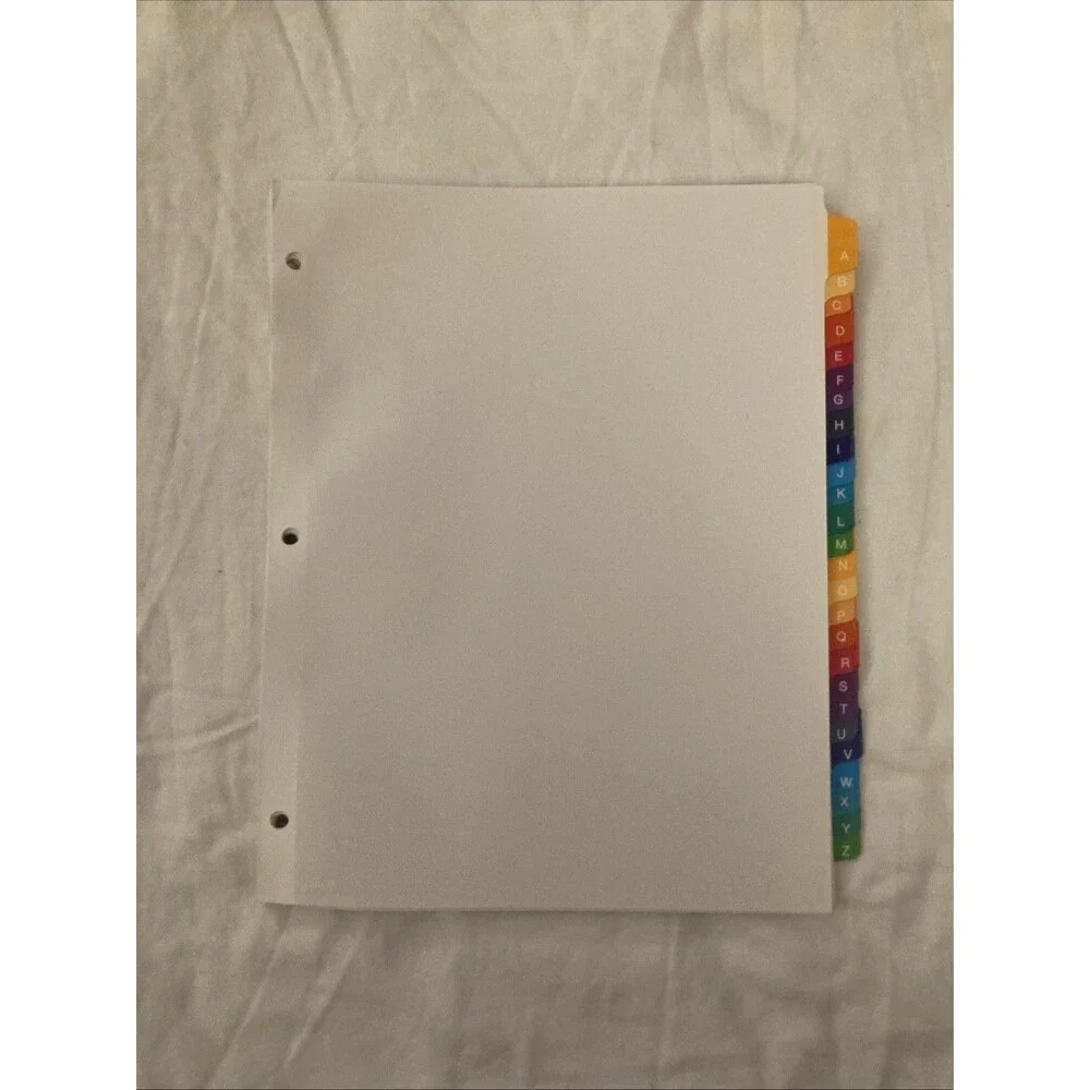 Unbranded 11.5”x9” Paper White Binder Dividers | Full A-Z Set
